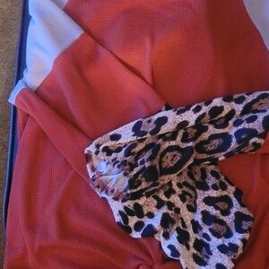 Burnt Orange and Leopard Print Sweater